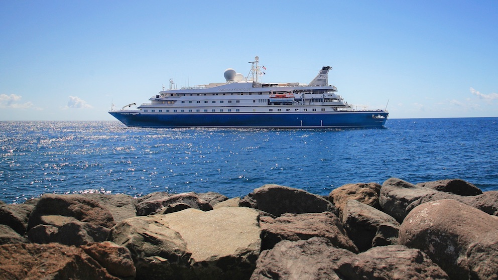 Cruiseship berthed in the waters of Cannes