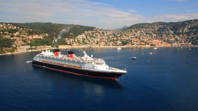 Cruise ship berthing in the Bay of Villefranche-sur-Mer